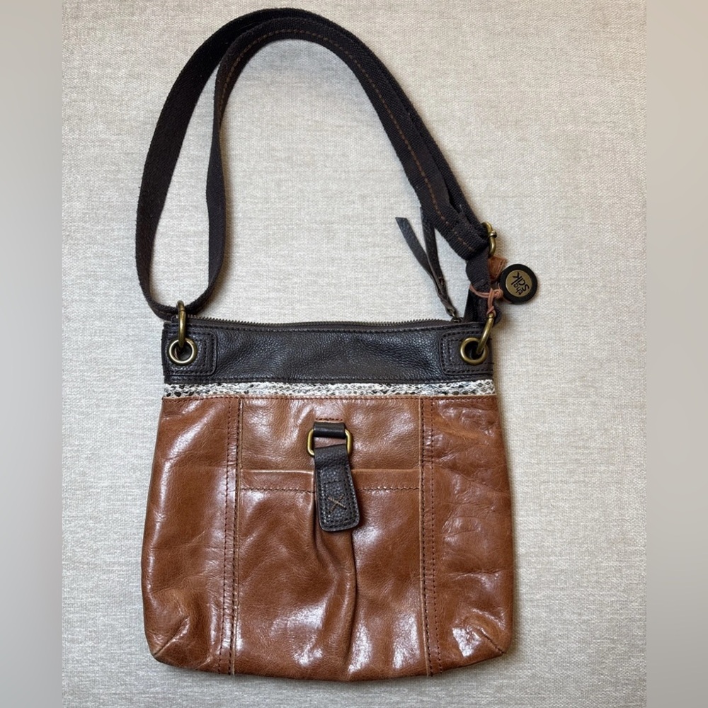 The Sak Genuine Leather Shoulder Handbag Purse Hobo Brown Tan